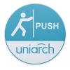 UNIARCH αυτοκόλλητο Push HW200222, Φ 12cm | Διαφημιστικό Υλικό | elabstore.gr