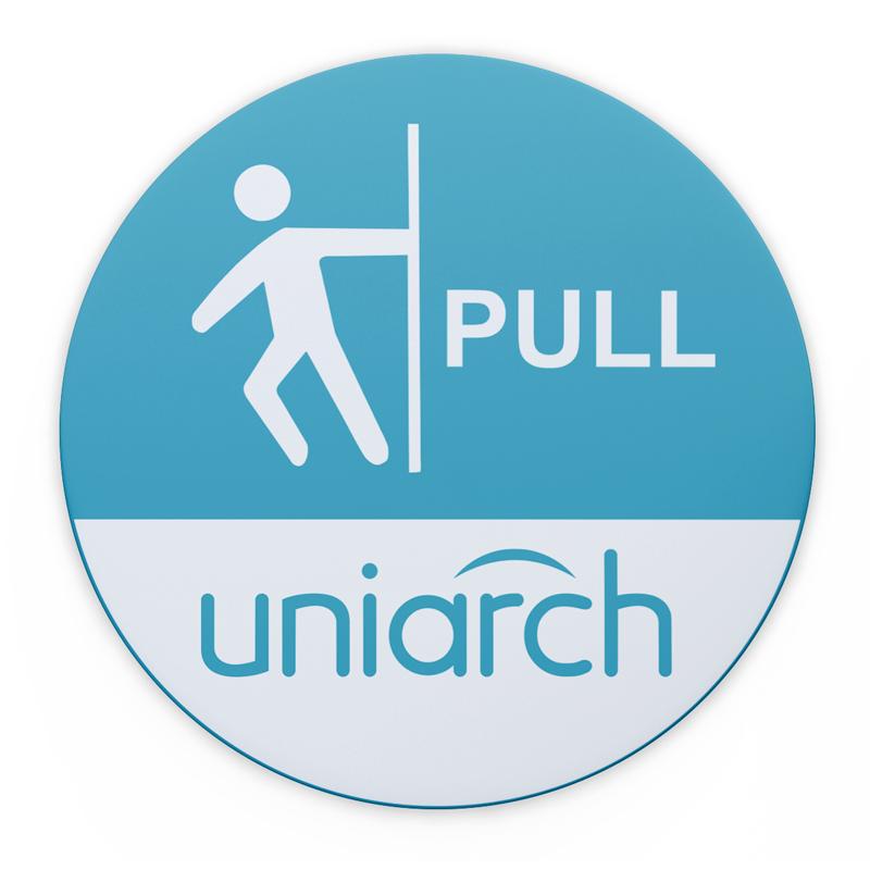 UNIARCH αυτοκόλλητο Pull HW200223, Φ 12cm | Διαφημιστικό Υλικό | elabstore.gr