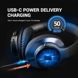 ONEΟDIO headphones A10, ενσύρματα & ασύρματα, Hi-Res ANC, 40mm, μαύρο | Αξεσουάρ κινητών | elabstore.gr