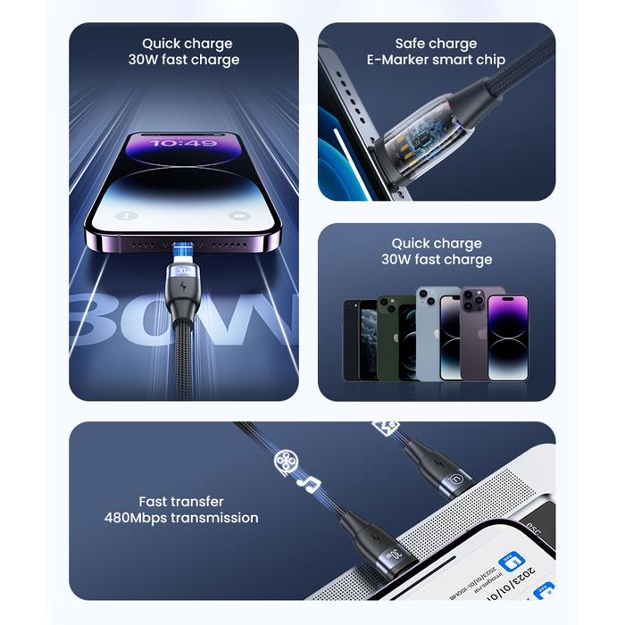 USAMS καλώδιο Lightning σε USB-C US-SJ634, 30W PD, 1.2m, μαύρο | eLabstore.gr USAMS καλώδιο Lightning σε USB-C US-SJ634, 30W PD, 1.2m, μαύρο | Καλώδια - Αντάπτορες | elabstore.gr