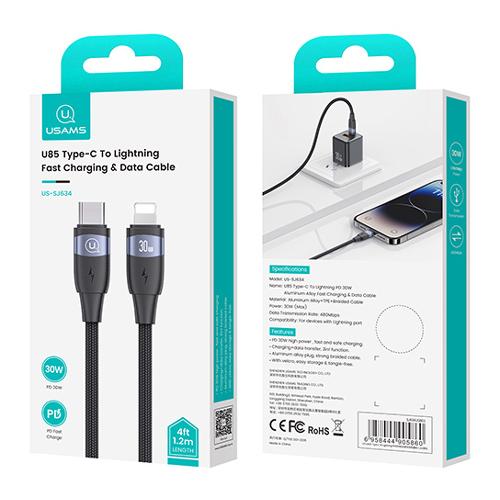 USAMS καλώδιο Lightning σε USB-C US-SJ634, 30W PD, 1.2m, μαύρο | eLabstore.gr USAMS καλώδιο Lightning σε USB-C US-SJ634, 30W PD, 1.2m, μαύρο | Καλώδια - Αντάπτορες | elabstore.gr
