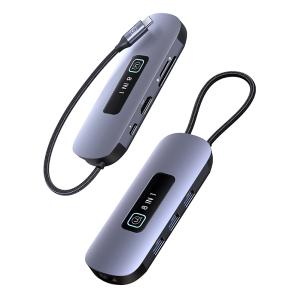 USAMS docking station US-SJ643, 8 θυρών, USB-C, 4K, 100W PD, LAN, γκρι | Συνοδευτικά PC | elabstore.gr