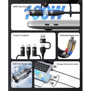 USAMS καλώδιο USB/USB-C σε 3 in 1 US-SJ646, PD 100W, 2m, μαύρο | eLabstore.gr USAMS καλώδιο USB/USB-C σε 3 in 1 US-SJ646, PD 100W, 2m, μαύρο | Καλώδια - Αντάπτορες | elabstore.gr