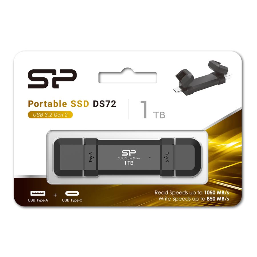 SILICON POWER εξωτερικός SSD DS72, USB/USB-C, 1TB, 1050-850MBps, μαύρο | eLabstore.gr SILICON POWER εξωτερικός SSD DS72, USB/USB-C, 1TB, 1050-850MBps, μαύρο | PC & Αναβάθμιση | elabstore.gr