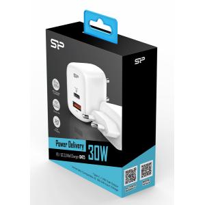 SILICON POWER φορτιστής τοίχου QM25, USB & USB-C, 30W PD, λευκός | Αξεσουάρ κινητών | elabstore.gr