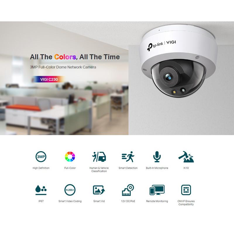 TP-LINK IP κάμερα VIGI C230, 2.8mm, 3MP, PoE, IP67/IK10, Ver. 1.0 | eLabstore.gr TP-LINK IP κάμερα VIGI C230, 2.8mm, 3MP, PoE, IP67/IK10, Ver. 1.0 | Κάμερες Ασφαλείας | elabstore.gr
