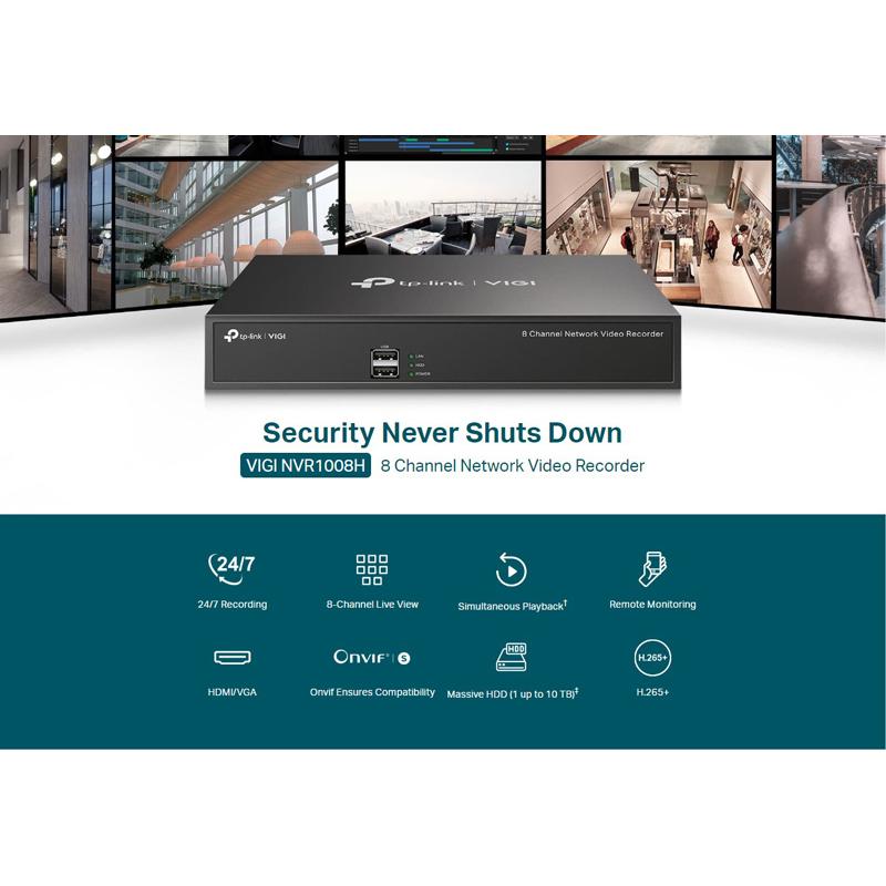 TP-LINK NVR καταγραφικό VIGI NVR1008H, 8MP, 8 κανάλια, Ver. 2.0 | eLabstore.gr TP-LINK NVR καταγραφικό VIGI NVR1008H, 8MP, 8 κανάλια, Ver. 2.0 | Κάμερες Ασφαλείας | elabstore.gr