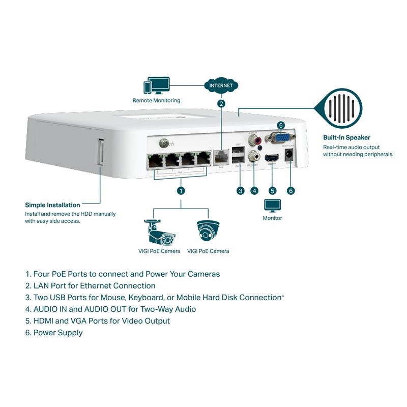 TP-LINK NVR καταγραφικό VIGI NVR1104H-4P, 8MP, 4 κανάλια PoE+, Ver. 1.0 | eLabstore.gr TP-LINK NVR καταγραφικό VIGI NVR1104H-4P, 8MP, 4 κανάλια PoE+, Ver. 1.0 | Κάμερες Ασφαλείας | elabstore.gr