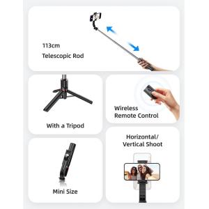 USAMS selfie stick US-ZB256 με τρίποδο, έως 113cm, Bluetooth, μαύρο | eLabstore.gr USAMS selfie stick US-ZB256 με τρίποδο, έως 113cm, Bluetooth, μαύρο | Αξεσουάρ κινητών | elabstore.gr
