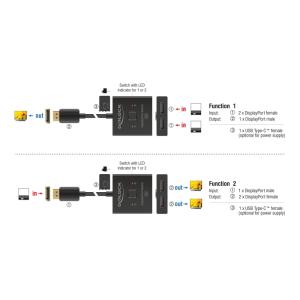 DELOCK DisplayPort switch 18906, 2 σε 1, bidirectional, 8K/30Hz, μαύρο | Καλώδια - Αντάπτορες | elabstore.gr