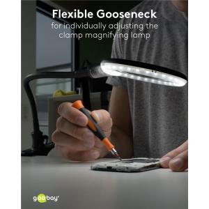 GOOBAY μεγεθυντικός φακός 65577 με κλιπ & βάση, LED, 3 διόπτρες 1.75x | Εργαλεία | elabstore.gr