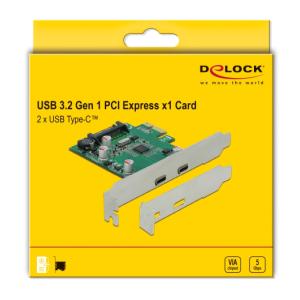 DELOCK κάρτα επέκτασης PCIe x1 σε 2x USB-C 90493, 5Gbps | PC & Αναβάθμιση | elabstore.gr