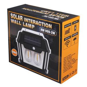LED ηλιακό φωτιστικό τοίχου HW999-2W με αισθ/ρα φωτός & κίνησης, 1800mAh | Φωτισμός | elabstore.gr