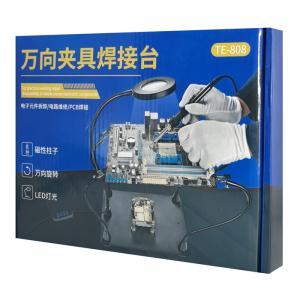 KAISI βάση πλακέτας PCB TE-808 με μεγεθυντικό φακό & βραχίονες, μαύρη | eLabstore.gr