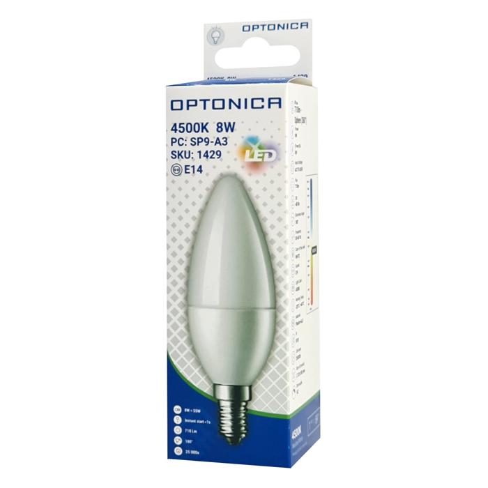 OPTONICA LED λάμπα candle C37 1429, 8W, 4500K, 710lm, E14 | eLabstore.gr OPTONICA LED λάμπα candle C37 1429, 8W, 4500K, 710lm, E14 | Φωτισμός | elabstore.gr