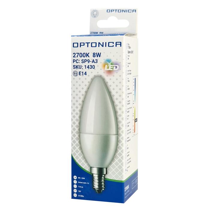OPTONICA LED λάμπα candle C37 1430, 8W, 2700K, 710lm, E14 | eLabstore.gr OPTONICA LED λάμπα candle C37 1430, 8W, 2700K, 710lm, E14 | Φωτισμός | elabstore.gr
