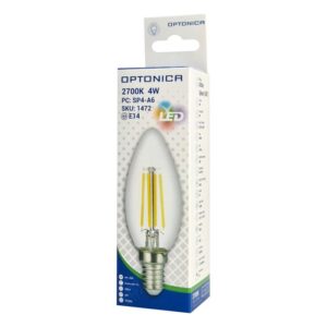 OPTONICA LED λάμπα candle C35 1472, Filament, 4W, 2700K, 400lm, E14 | Φωτισμός | elabstore.gr