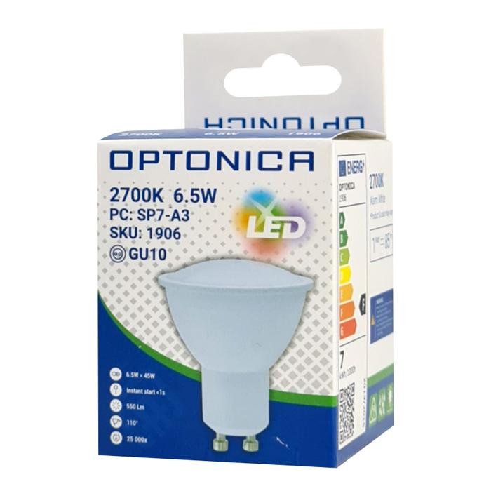 OPTONICA LED λάμπα spot 1906, 6.5W, 2700K, 550lm, GU10 | eLabstore.gr OPTONICA LED λάμπα spot 1906, 6.5W, 2700K, 550lm, GU10 | Φωτισμός | elabstore.gr
