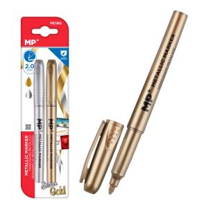 MP σετ μαρκαδόρων με μεταλλικά χρώματα PE180, 2mm, χρυσό & ασημί | Αναλώσιμα - Είδη Γραφείου | elabstore.gr