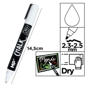 MP μαρκαδόρος υγρής κιμωλίας PE551B, 2.3-2.5mm, λευκός | Αναλώσιμα - Είδη Γραφείου | elabstore.gr
