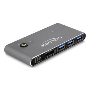 DELOCK DisplayPort KVM switch 18646 με 4x θύρες USB 5Gbps, 8K/30Hz, γκρι | Καλώδια - Αντάπτορες | elabstore.gr