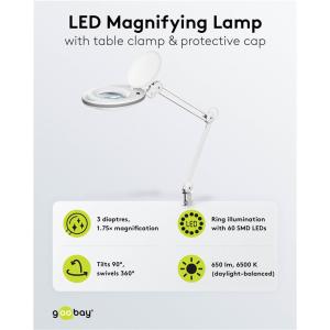 GOOBAY μεγεθυντικός φακός 60361 με σφιγκτήρα, LED, 3 διόπτρες 1.75x | Εργαλεία | elabstore.gr
