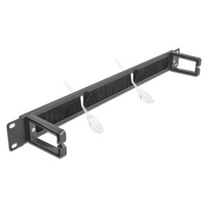 DELOCK cable management 66486, 19"/1U rack, 2x γάντζοι & βούρτσα, μαύρο | Εξοπλισμός IT | elabstore.gr