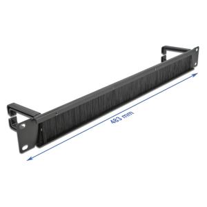 DELOCK cable management 66486, 19"/1U rack, 2x γάντζοι & βούρτσα, μαύρο | Εξοπλισμός IT | elabstore.gr