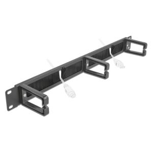 DELOCK cable management 66488, 19"/1U rack, 3x γάντζοι & βούρτσα, μαύρο | Εξοπλισμός IT | elabstore.gr