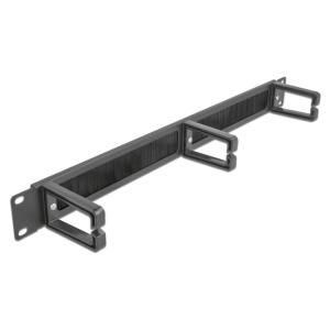 DELOCK cable management 66488, 19"/1U rack, 3x γάντζοι & βούρτσα, μαύρο | Εξοπλισμός IT | elabstore.gr