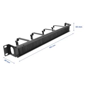 DELOCK cable management 67033, 19"/1U rack, 4x γάντζοι & βούρτσα, μαύρο | Εξοπλισμός IT | elabstore.gr