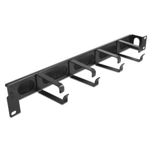 DELOCK cable management 67033, 19"/1U rack, 4x γάντζοι & βούρτσα, μαύρο | Εξοπλισμός IT | elabstore.gr