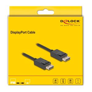 DELOCK καλώδιο DisplayPort 2.1 80492, 8K/60Hz 4K/120Hz 40Gbps, 1m, μαύρο | Καλώδια - Αντάπτορες | elabstore.gr
