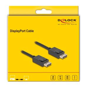 DELOCK καλώδιο DisplayPort 2.1 80493 8K/60Hz 4K/120Hz 40 Gbps, 2m, μαύρο | Καλώδια - Αντάπτορες | elabstore.gr