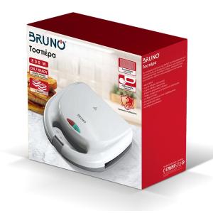 BRUNO τοστιέρα BRN-0166, 2 θέσεων, 800W, αντικολλητικές πλάκες, λευκή | eLabstore.gr