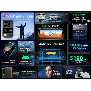 BLACKVIEW smartphone BV4800, 6.56", 3/64GB, IP68/IP69K, 5180mAh, μαύρο | Mobile Συσκευές | elabstore.gr