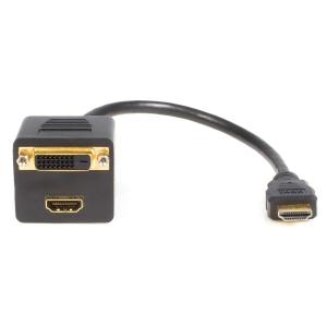 POWERTECH αντάπτορας HDMI σε HDMI & DVI CAB-H168, 4K/30Hz, 30cm, μαύρος | Καλώδια - Αντάπτορες | elabstore.gr