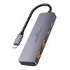 POWERTECH USB hub CAB-UC082, 4x θυρών, 10Gbps, USB-C σύνδεση, γκρι | Συνοδευτικά PC | elabstore.gr