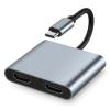 POWERTECH docking station CAB-UC083, 4 θυρών, USB-C, 4K, 100W, γκρι | Συνοδευτικά PC | elabstore.gr