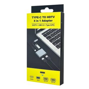 POWERTECH docking station CAB-UC083, 4 θυρών, USB-C, 4K, 100W, γκρι | Συνοδευτικά PC | elabstore.gr