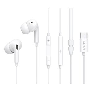 CELEBRAT earphones με μικρόφωνο E300, USB-C, 1.2m, λευκά | Αξεσουάρ κινητών | elabstore.gr