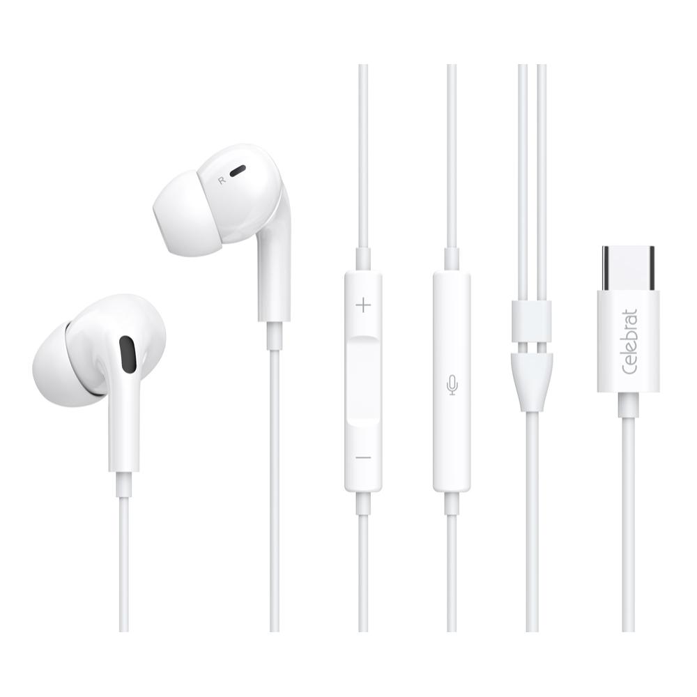 CELEBRAT earphones με μικρόφωνο E300, USB-C, 1.2m, λευκά | eLabstore.gr CELEBRAT earphones με μικρόφωνο E300, USB-C, 1.2m, λευκά | Αξεσουάρ κινητών | elabstore.gr
