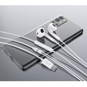 CELEBRAT earphones με μικρόφωνο E400, USB-C, 1.2m, λευκά | Αξεσουάρ κινητών | elabstore.gr
