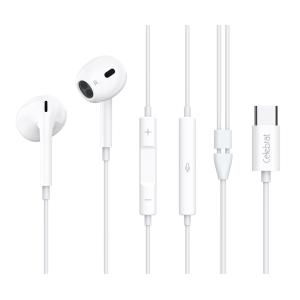 CELEBRAT earphones με μικρόφωνο E400, USB-C, 1.2m, λευκά | Αξεσουάρ κινητών | elabstore.gr