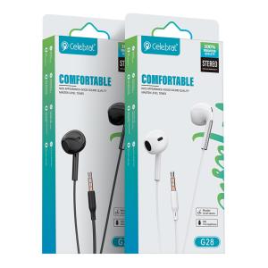CELEBRAT earphones με μικρόφωνο G28, 3.5mm, 1.2m, λευκά | Αξεσουάρ κινητών | elabstore.gr