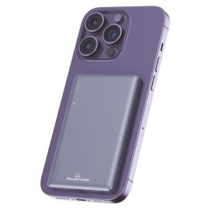 POWERTECH power bank PT-1171, 5000mAh, magnetic wireless, 15W, γκρι | Αξεσουάρ κινητών | elabstore.gr