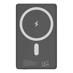 POWERTECH power bank PT-1171, 5000mAh, magnetic wireless, 15W, γκρι | Αξεσουάρ κινητών | elabstore.gr