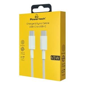 POWERTECH καλώδιο USB-C PTR-0181, 65W, 480Mbps, 1m, λευκό | Καλώδια - Αντάπτορες | elabstore.gr