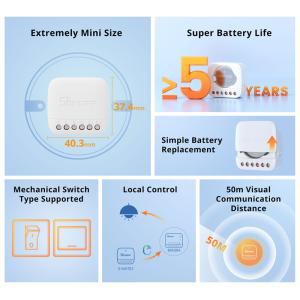 SONOFF smart διακόπτης S-MATE2, 3 κανάλια, μπαταρίας, λευκός | Εργαλεία | elabstore.gr