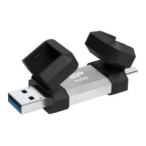 SILICON POWER USB Flash Drive C51, USB/USB-C, 64GB, 120MBps, ασημί | Συνοδευτικά PC | elabstore.gr